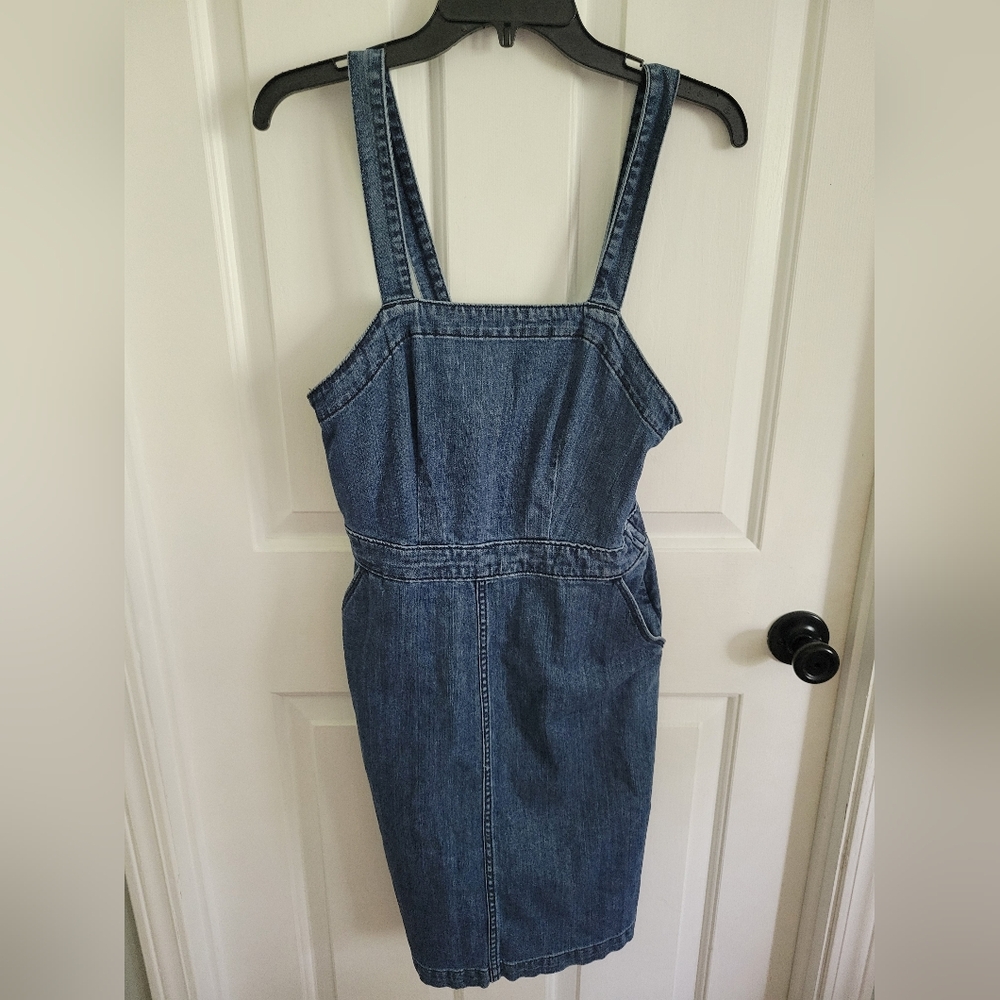 Universal Thread Denim Overall Dress Women's Size 4 Blue Jean Sleeveless Pockets